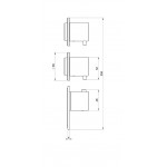 Shower tap Wall-mounted external part 2 way 3 holes material: Inox thermostatic without hand shower, hose and holder Steel brushed, color: Chrome surface: Brushed Wall-mounted - external part