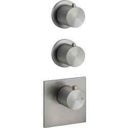 Shower tap Wall-mounted external part 2 way 3 holes material: Inox thermostatic without hand shower, hose and holder Steel brushed, color: Chrome surface: Brushed Wall-mounted - external part