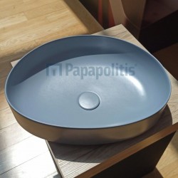 Νιπτήρας ελευθέρας τοποθέτησης 50x38x12 από πορσελάνη χωρίς οπή  χωρίς υπερχείλιση Tornado Matt, χρώμα: Μπλε επιφάνεια: Ματ Ελευθέρας τοποθέτησης