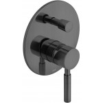 Shower tap Wall-mounted concealed - complete set 2 way material: Brass mixer With plate without hand shower, hose and holder, color: Black surface: Brushed Wall-mounted - external part Shower tap Wall-mounted concealed - complete set 2 way material: Brass mixer With plate without hand shower, hose and holder, color: Black surface: Brushed Wall-mounted - external part