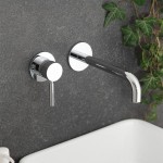 Wash basin tap Wall-mounted concealed - complete set 2 holes material: Brass Without waste, color: Chrome surface: Glossy Wall-mounted - external part Wash basin tap Wall-mounted concealed - complete set 2 holes material: Brass Without waste, color: Chrome surface: Glossy Wall-mounted - external part