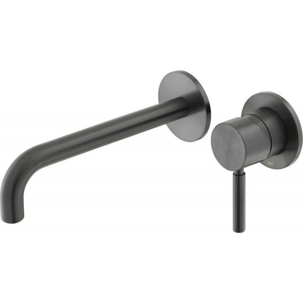 Wash basin tap Wall-mounted concealed - complete set 2 holes material: Brass Without waste, color: Black surface: Brushed Wall-mounted - external part Wash basin tap Wall-mounted concealed - complete set 2 holes material: Brass Without waste, color: Black surface: Brushed Wall-mounted - external part
