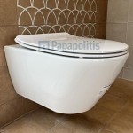 Wall-mounted toilet & toilet seat soft closing, style: Sandwich hidden fixation Rimless Slim 54x36 surface: Glossy, color: White Wall-mounted Wall-mounted toilet & toilet seat soft closing, style: Sandwich hidden fixation Rimless Slim 54x36 surface: Glossy, color: White Wall-mounted