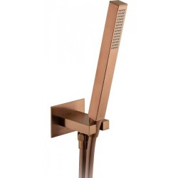 Τηλέφωνο ντους με σπιράλ & στήριγμα με παροχή 1 ροής Square, Brushed Bronze, χρώμα: Μπρονζέ επιφάνεια: Βουρτσισμένη Τηλέφωνα