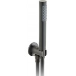 Τηλέφωνο ντους με σπιράλ & στήριγμα με παροχή 1 ροής Round, Brushed Black, χρώμα: Μαύρο επιφάνεια: Βουρτσισμένη Τηλέφωνα