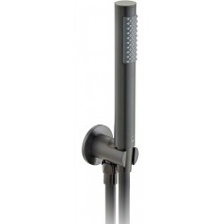 Τηλέφωνο ντους με σπιράλ & στήριγμα με παροχή 1 ροής Round, Brushed Black, χρώμα: Μαύρο επιφάνεια: Βουρτσισμένη Τηλέφωνα