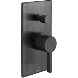 Shower tap Wall-mounted concealed - complete set 2 way material: Brass mixer With plate without hand shower, hose and holder, color: Black surface: Brushed Wall-mounted - external part