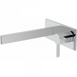 Wash basin tap Wall-mounted concealed - complete set material: Brass With plate Without waste, color: Chrome surface: Glossy Wall-mounted - external part