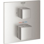 Shower tap Wall-mounted external part 1 way material: Brass thermostatic With plate without hand shower, hose and holder, color: Chrome surface: Brushed Wall-mounted - external part