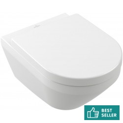 Wall-mounted toilet & toilet seat soft closing, style: Wrapover hidden fixation Rimless TwistFlush 53x37 surface: Glossy, color: White Wall-mounted