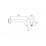 Εκροή (στόμιο) 18,5cm επίτοιχος τύπος από ορείχαλκο νιπτήρος, με λειτουργία με ρεύμα ή μπαταρία, χρώμα: Χρωμέ επιφάνεια: Γυαλιστερή Στόμια (ρουξούνια)
