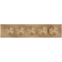 Shower tap Wall-mounted external part 3 way material: Brass thermostatic With plate with separate exits without hand shower, hose and holder Warm Bronze Brushed PVD, color: Bronze surface: Brushed Wall-mounted - external part