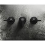Wash basin tap Wall-mounted - external part 3 holes dual-level Without waste, color: Black Black Metal Brushed PVD material: Brass surface: Brushed Wall-mounted - external part