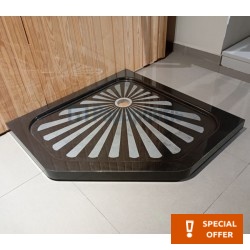 Shower tray Quarter round 90x90 material: Technogranite, color: Dark Grey surface: Glossy Quadrant