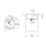 Sink Granite 56x50 free nested 1 bowl, color: Dark Grey Granite