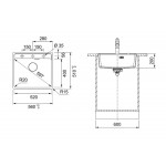 Νεροχύτης γρανιτένιος 56x51 χωρίς πάγκο ένθετος 1 γούρνα slate grey, χρώμα: Γκρι Σκούρο Γρανιτένιοι