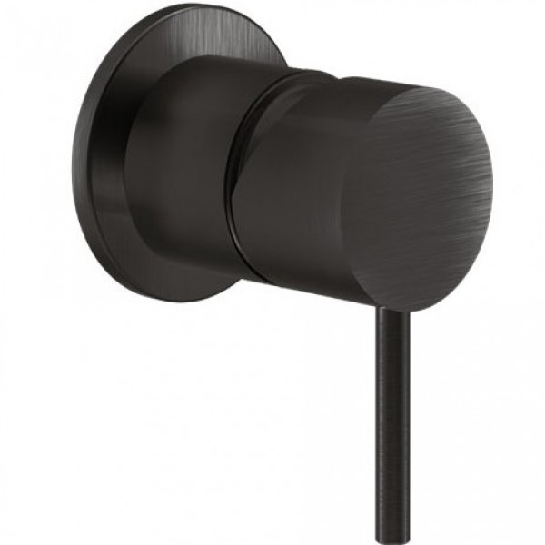 Shower tap Wall-mounted concealed - complete set 1 hole 1 way material: Brass mixer without hand shower, hose and holder, color: Black surface: Brushed Wall-mounted - external part