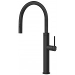 Μπαταρία κουζίνας επικαθήμενη από inox με ντους Black Matt, χρώμα: Μαύρο επιφάνεια: Ματ Επικαθήμενες