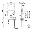 Kitchen tap Deck-mounted material: Inox with shower Semi-Pro, color: Black surface: Brushed Deck-mounted