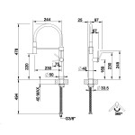 Kitchen tap Deck-mounted material: Inox with shower Brass Brushed PVD, color: Gold surface: Brushed Deck-mounted