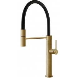 Kitchen tap Deck-mounted material: Inox with shower Brass Brushed PVD, color: Gold surface: Brushed Deck-mounted