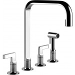 Kitchen tap Deck-mounted material: Brass with shower, color: Chrome surface: Glossy Deck-mounted Kitchen tap Deck-mounted material: Brass with shower, color: Chrome surface: Glossy Deck-mounted