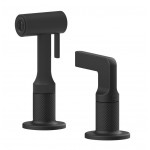 Kitchen tap Deck-mounted material: Brass with shower, color: Black surface: Matt Deck-mounted