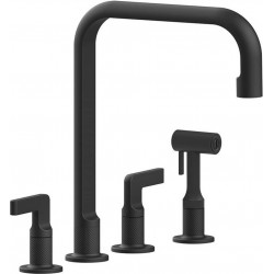 Kitchen tap Deck-mounted material: Brass with shower, color: Black surface: Matt Deck-mounted