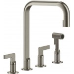Kitchen tap Deck-mounted material: Brass with shower Finox Brushed Nickel, color: Chrome surface: Brushed Deck-mounted