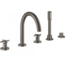 Bathtub tap Deck-mounted complete material: Brass, color: Grey surface: Brushed Deck-mounted