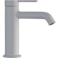 Wash basin tap Deck-mounted material: Brass mixer With push-open waste set Μ size, color: White surface: Matt Deck-mounted