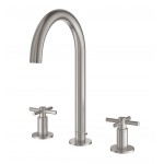 Wash basin tap Deck-mounted dual-level L size material: Brass With pop-up waste set, color: Chrome surface: Brushed Deck-mounted