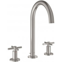 Wash basin tap Deck-mounted dual-level L size material: Brass With pop-up waste set, color: Chrome surface: Brushed Deck-mounted