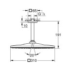 Κεφαλή ντους οροφής 31x31 από ορείχαλκο 1 ροής 310, & βραχίονα 19,1cm, Brushed Warm Sunset, χρώμα: Ροζ Χρυσό επιφάνεια: Βουρτσισμένη Κεφαλές ντους