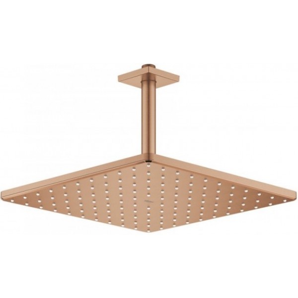 Κεφαλή ντους οροφής 31x31 από ορείχαλκο 1 ροής 310, & βραχίονα 19,1cm, Brushed Warm Sunset, χρώμα: Ροζ Χρυσό επιφάνεια: Βουρτσισμένη Κεφαλές ντους