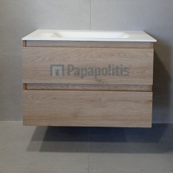 Furniture base with washbasin 90x47x60 material: Wood composite 1 basin wall mounted, color: Wood Oak Cabinets with wash basin