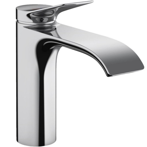Wash basin tap Deck-mounted material: Brass mixer waterfall (cascatta) With pop-up waste set Μ size, color: Chrome surface: Glossy Deck-mounted