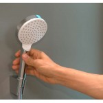 Τηλέφωνο ντους με σπιράλ & στήριγμα 1 ροής EcoSmart, με λευκό δίσκο, 1,60m, χρώμα: Χρωμέ επιφάνεια: Γυαλιστερή Τηλέφωνα