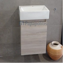 Furniture base with washbasin 43x34x60 material: Wood composite 1 basin wall mounted, color: Beech wood Cabinets with wash basin