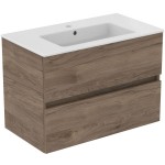 Furniture base with washbasin 81,5x45x56,5 material: Wood composite 1 basin wall mounted Flint Hickory, color: Walnut wood Cabinets with wash basin