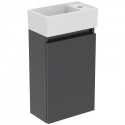 Furniture base with washbasin 37x21x67 material: Lacquer 1 basin wall mounted Glossy Mid Grey Laquered, color: Grey Cabinets with wash basin