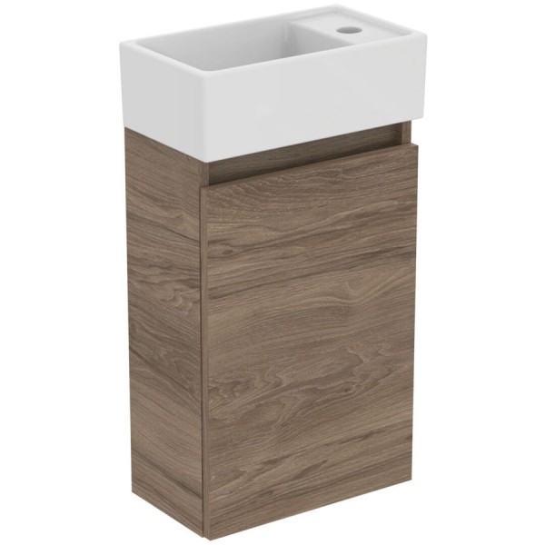 Furniture base with washbasin 35x21x67 material: Wood composite 1 basin wall mounted Flint Hickory, color: Walnut wood Cabinets with wash basin