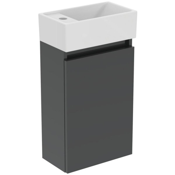 Furniture base with washbasin 37x21x67 material: Lacquer 1 basin wall mounted, color: Grey Cabinets with wash basin Furniture base with washbasin 37x21x67 material: Lacquer 1 basin wall mounted, color: Grey Cabinets with wash basin