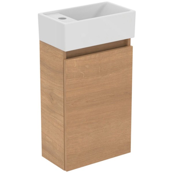 Furniture base with washbasin 37x21x67 material: Wood composite 1 basin wall mounted, color: Wood Oak Cabinets with wash basin