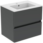 Furniture base with washbasin 61x45x56,5 material: Lacquer 1 basin wall mounted, color: Grey Cabinets with wash basin Furniture base with washbasin 61x45x56,5 material: Lacquer 1 basin wall mounted, color: Grey Cabinets with wash basin