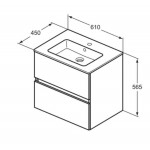 Furniture base with washbasin 61x45x56,5 material: Lacquer 1 basin wall mounted, color: White Cabinets with wash basin Furniture base with washbasin 61x45x56,5 material: Lacquer 1 basin wall mounted, color: White Cabinets with wash basin