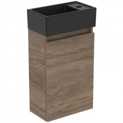 Furniture base with washbasin 37x21x67 material: Wood composite 1 basin wall mounted, color: Walnut wood Cabinets with wash basin