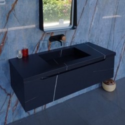 Βάση επίπλου με νιπτήρα 121x50,5x30 από γρανίτη gres porcell.smaltato επίτοιχου τύπου με 1 νιπτήρα Azalai Nero Natural, χωρίς οπή, χωρίς υπερχείλιση, χρώμα: Μαύρο Βάσεις επίπλου με νιπτήρα