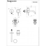 Wash basin tap Wall-mounted - external part 2 holes mixer With push-open waste set, color: Chrome 15,8cm material: Brass surface: Brushed Wall-mounted - external part