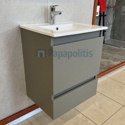 Furniture base with washbasin 50x40x60 material: MDF PET 1 basin wall mounted, color: Grey Cabinets with wash basin